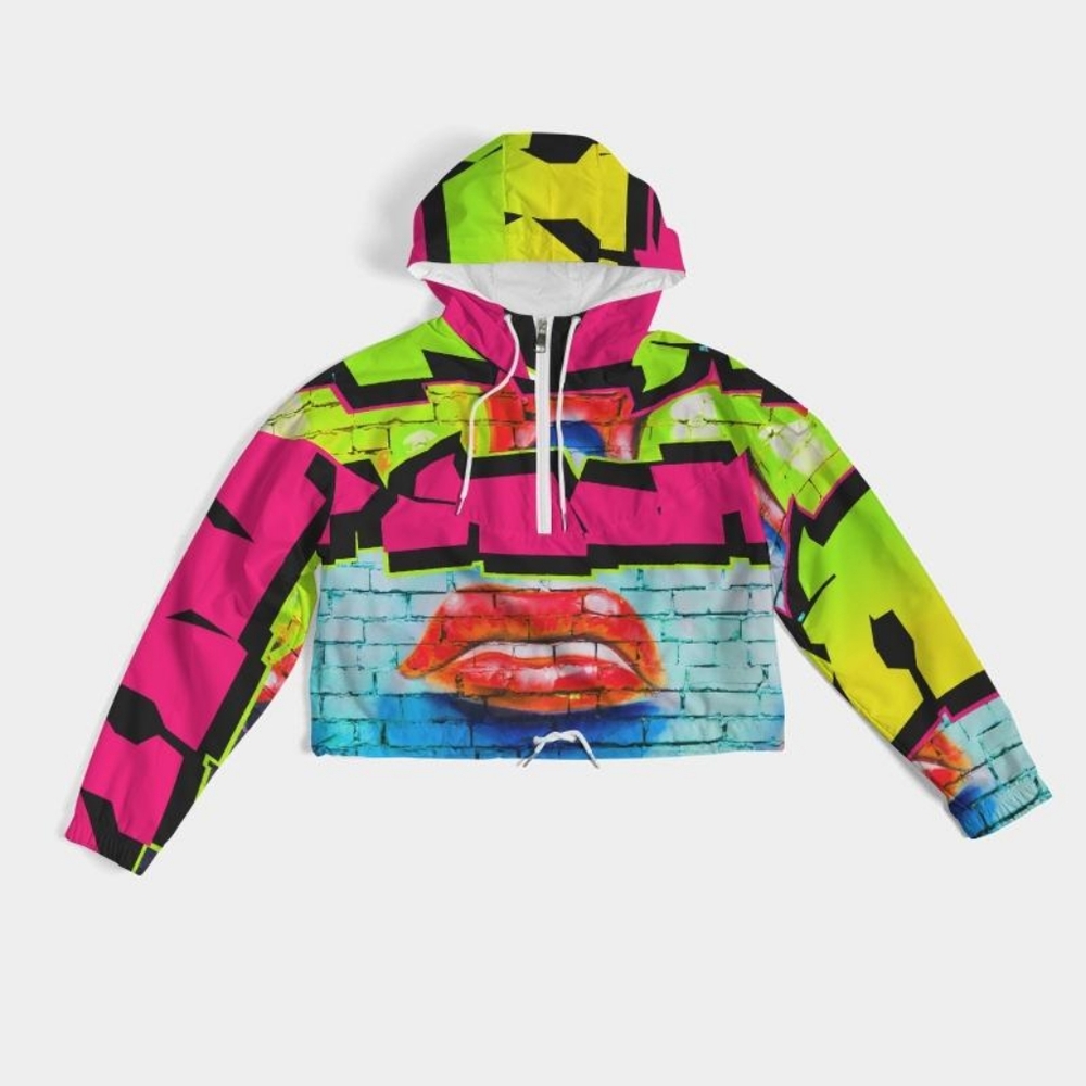Graffiti Dripp Women's Cropped Windbreaker